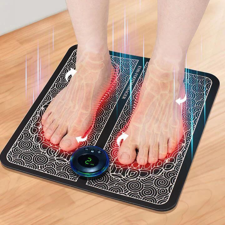 person stepping onto PodiPad Foot Massager